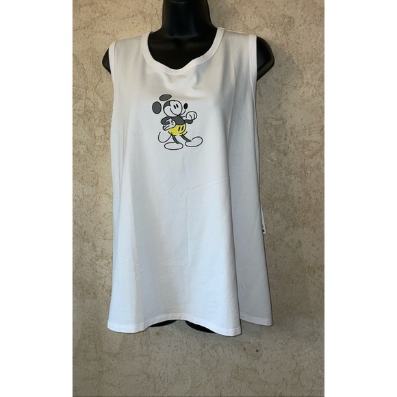 Disney Mickey Mouse White Sleeveless Top with Mickey Mouse Print - Picture 1 of 5